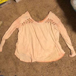 Free People peach tie long sleeve